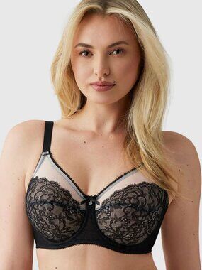 Wacoal 855186 Retro Chic 40D Black & White Lace Unlined Full Coverage Bra NWOT